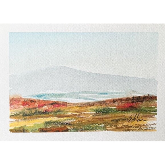 Original Watercolor Painting Autumn Acadia National Park Fall Leaves Signed 5x7" - Picture 1 of 3